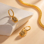 18K Gold Geometric Diamond Pendant Earrings - QH Clothing
