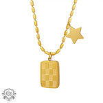 18K Gold Geometric Double Pendant Necklace - QH Clothing