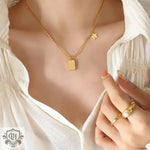 18K Gold Geometric Double Pendant Necklace - QH Clothing