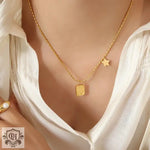 18K Gold Geometric Double Pendant Necklace - QH Clothing