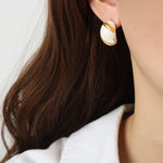 18K gold exquisite and noble geometric design versatile earrings - QH Clothing