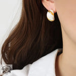 18K gold exquisite and noble geometric design versatile earrings - QH Clothing