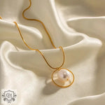 18K Gold Geometric Freshwater Pearl Necklace - QH Clothing