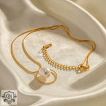 18K Gold Geometric Freshwater Pearl Necklace - QH Clothing