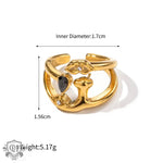 18K gold exquisite simple geometric inlaid gemstone design ring - QH Clothing