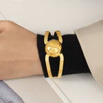 18K gold simple and elegant geometric hollow design light luxury style bracelet - QH Clothing