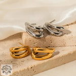 18K Gold Geometric Line C-Shaped Earrings - QH Clothing