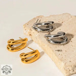 18K Gold Geometric Line C-Shaped Earrings - QH Clothing