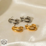 18K Gold Geometric Line C-Shaped Earrings - QH Clothing