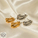 18K Gold Geometric Line C-Shaped Earrings - QH Clothing