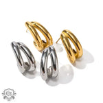 18K Gold Geometric Line C-Shaped Earrings - QH Clothing