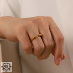 18K Gold Geometric Open Ring - The Elegance of Irregularity - QH Clothing