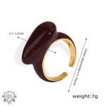 18K gold trendy geometric design open ring - QH Clothing