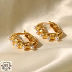 18K Gold Geometric Pearl Earrings - QH Clothing