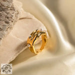 18K Gold Geometric Pearl Ring - QH Clothing