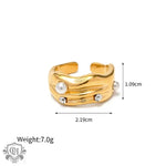 18K Gold Geometric Pearl Ring - QH Clothing