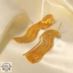 18K Gold Geometric Tassel Earrings - QH Clothing