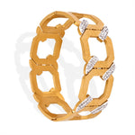 18K gold simple and elegant geometric C-shaped inlaid zircon design hip-hop style bracelet - QH Clothing