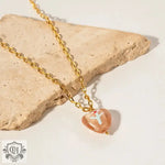 18K Gold Glass Heart Pendant Necklace - QH Clothing