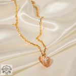 18K Gold Glass Heart Pendant Necklace - QH Clothing