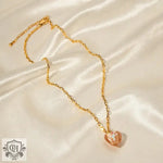 18K Gold Glass Heart Pendant Necklace - QH Clothing