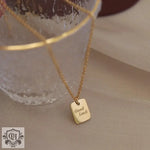 18K Gold "GOOD LUCK" Square Card Necklace - QH Clothing