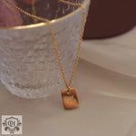 18K Gold "GOOD LUCK" Square Card Necklace - QH Clothing