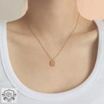 18K Gold "GOOD LUCK" Square Card Necklace - QH Clothing