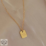 18K Gold "GOOD LUCK" Square Card Necklace - QH Clothing