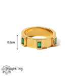 18K Gold Green Baguette Zircon Ring - QH Clothing