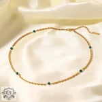 18K Gold Green Malachite Twist Chain Necklace - QH Clothing