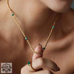 18K Gold Green Malachite Twist Chain Necklace - QH Clothing