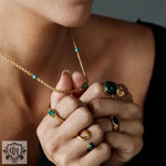 18K Gold Green Malachite Twist Chain Necklace - QH Clothing