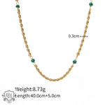 18K Gold Green Malachite Twist Chain Necklace - QH Clothing