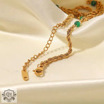 18K Gold Green Malachite Twist Chain Necklace - QH Clothing