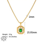 18K Gold Green Zircon Pendant Necklace - QH Clothing