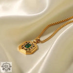 18K Gold Green Zircon Pendant Necklace - QH Clothing