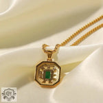 18K Gold Green Zircon Pendant Necklace - QH Clothing