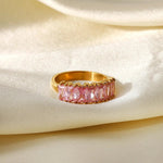 18K Gold Half Circle Rectangular Zircon Ring - QH Clothing