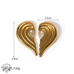 18k gold trendy personalized half love inlaid zircon design earrings - QH Clothing