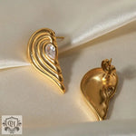 18k gold trendy personalized half love inlaid zircon design earrings - QH Clothing