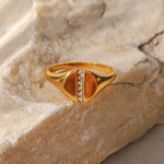 18K Gold Halo Zirconia Ring - QH Clothing