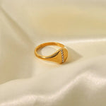 18K Gold Halo Zirconia Ring - QH Clothing