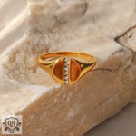 18K Gold Halo Zirconia Ring - QH Clothing