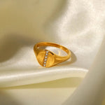 18K Gold Halo Zirconia Ring - QH Clothing