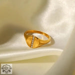 18K Gold Halo Zirconia Ring - QH Clothing