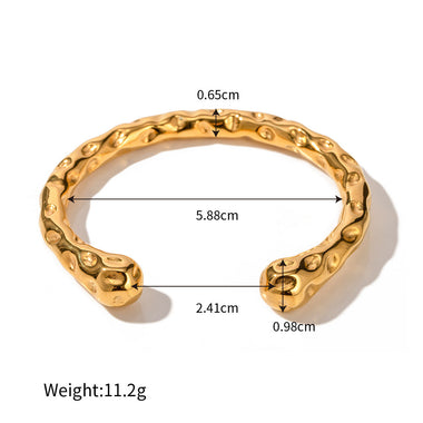 18K gold fashion trend hammer pattern design simple style bracelet - QH Clothing