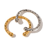 18K gold fashion trend hammer pattern design simple style bracelet - QH Clothing