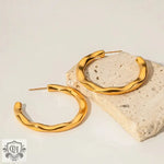 18K Gold Hammered Statement Earrings - QH Clothing