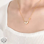 18K Gold Heart and "e" Pendant Necklace - QH Clothing